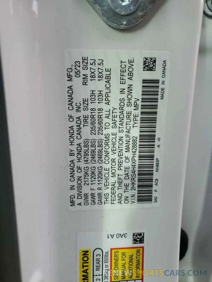 13 fotografías del automóvil dañado 2HKRS4H4XPH428882 HONDA CRV 2023