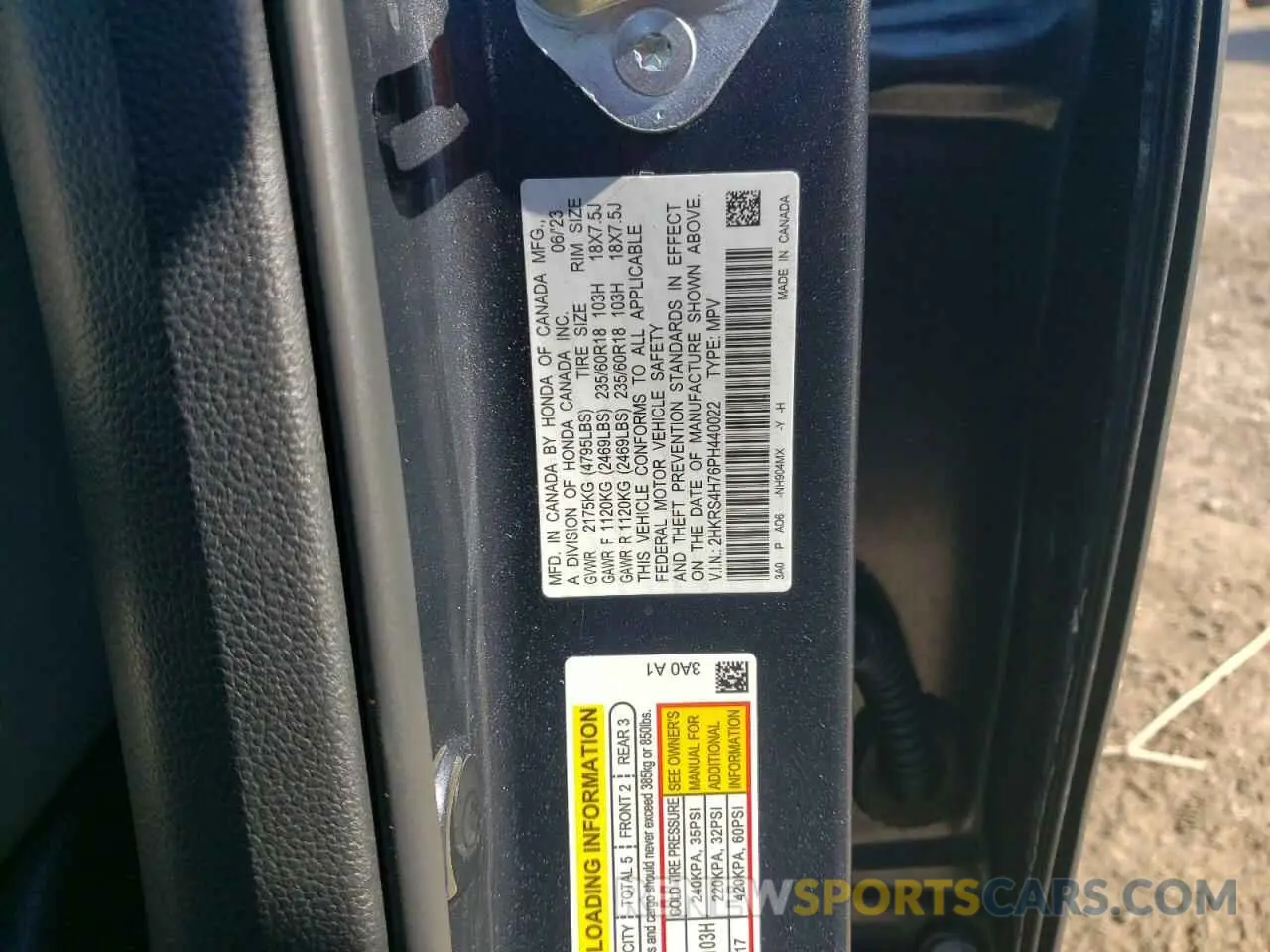 14 fotografías del automóvil dañado 2HKRS4H76PH440022 HONDA CRV 2023