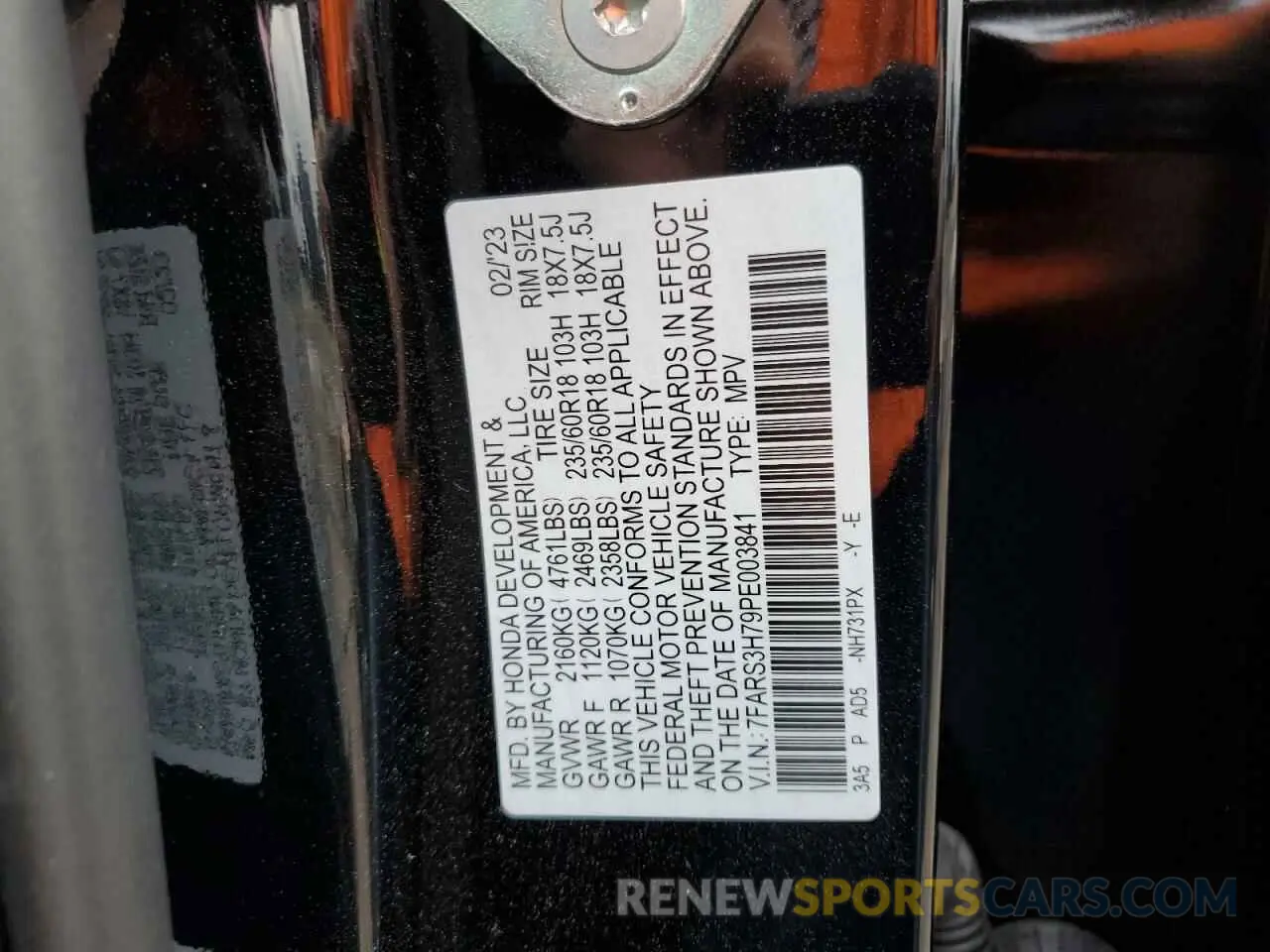 14 fotografías del automóvil dañado 7FARS3H79PE003841 HONDA CRV 2023