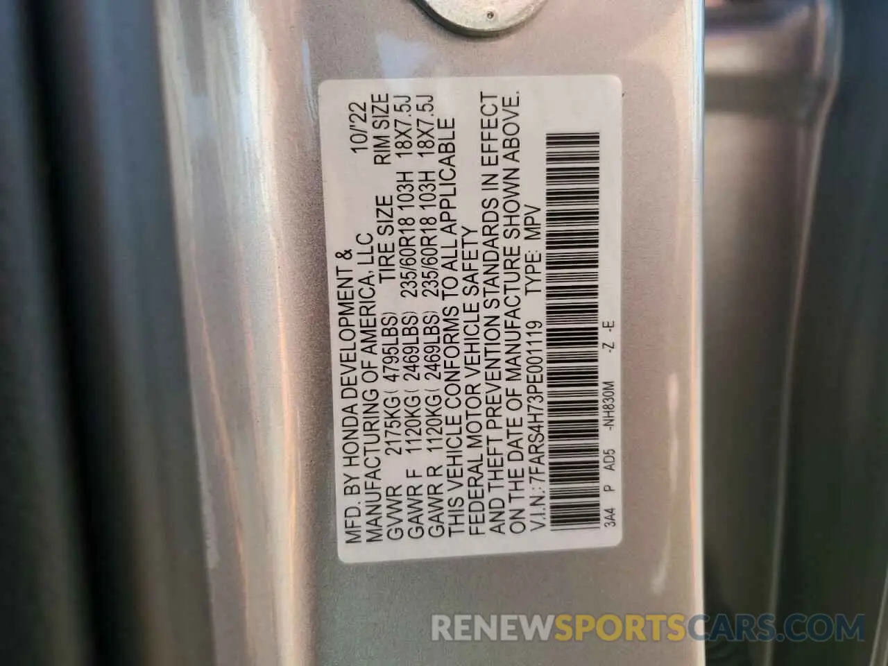 12 fotografías del automóvil dañado 7FARS4H73PE001119 HONDA CRV 2023
