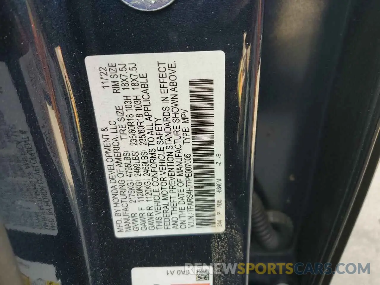 13 fotografías del automóvil dañado 7FARS4H77PE007005 HONDA CRV 2023