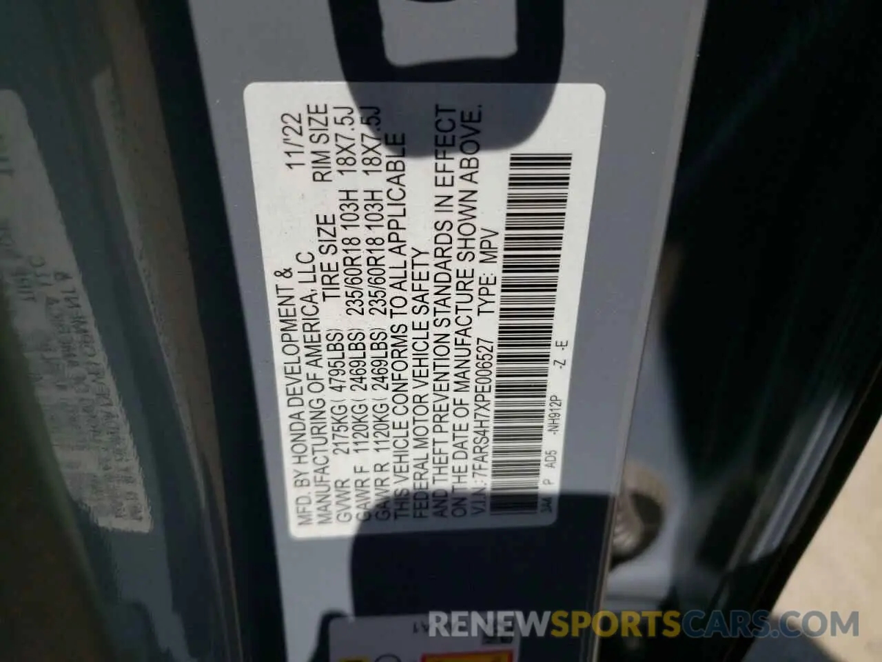 13 fotografías del automóvil dañado 7FARS4H7XPE006527 HONDA CRV 2023