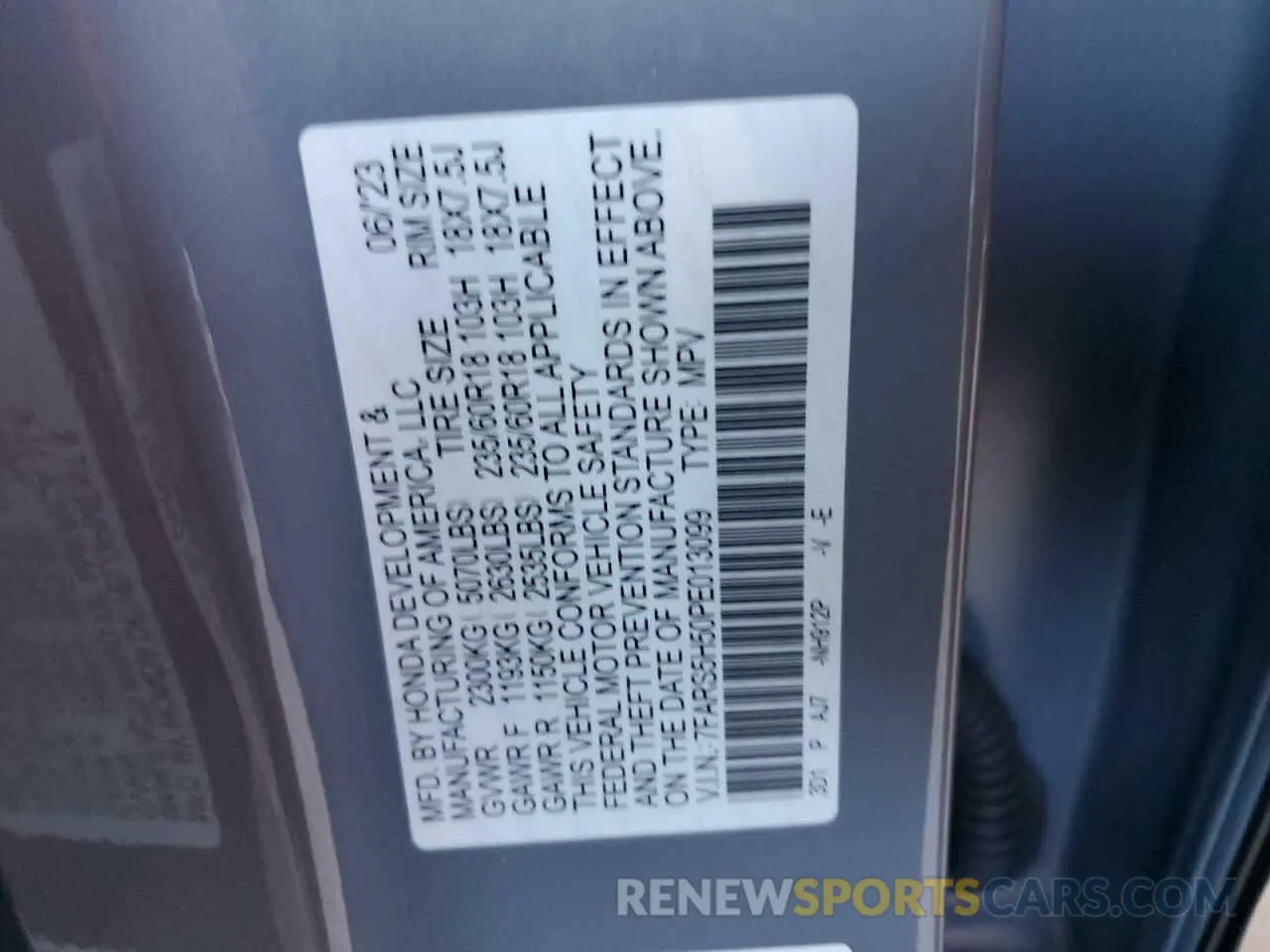 13 fotografías del automóvil dañado 7FARS5H50PE013099 HONDA CRV 2023