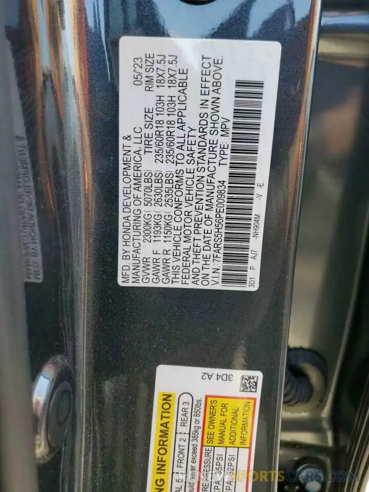 14 fotografías del automóvil dañado 7FARS5H56PE009834 HONDA CRV 2023