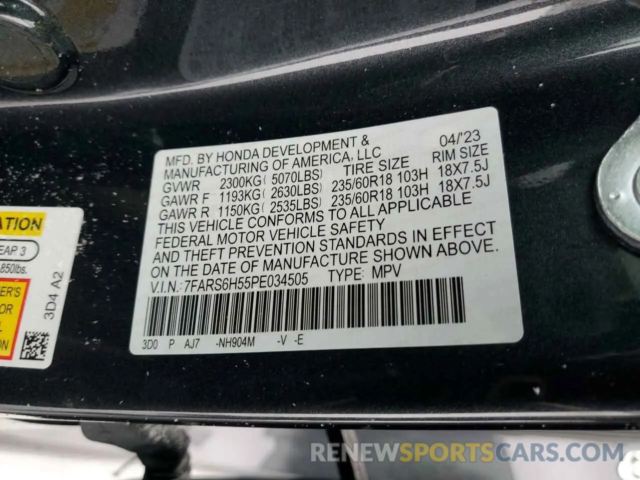 15 fotografías del automóvil dañado 7FARS6H55PE034505 HONDA CRV 2023