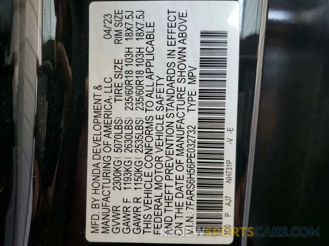 13 fotografías del automóvil dañado 7FARS6H56PE032732 HONDA CRV 2023