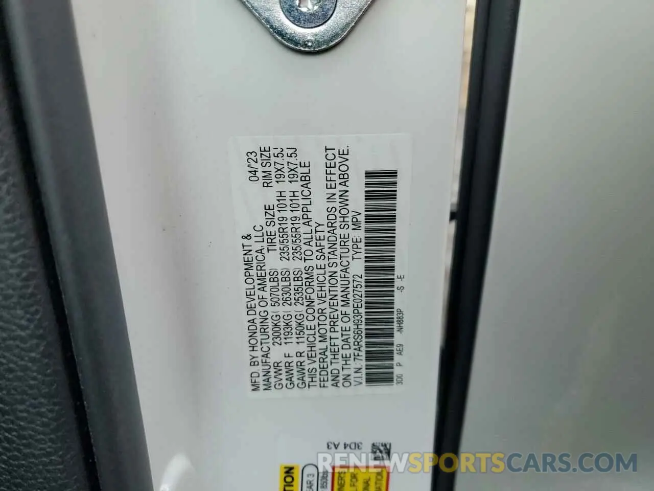 13 fotografías del automóvil dañado 7FARS6H93PE027572 HONDA CRV 2023