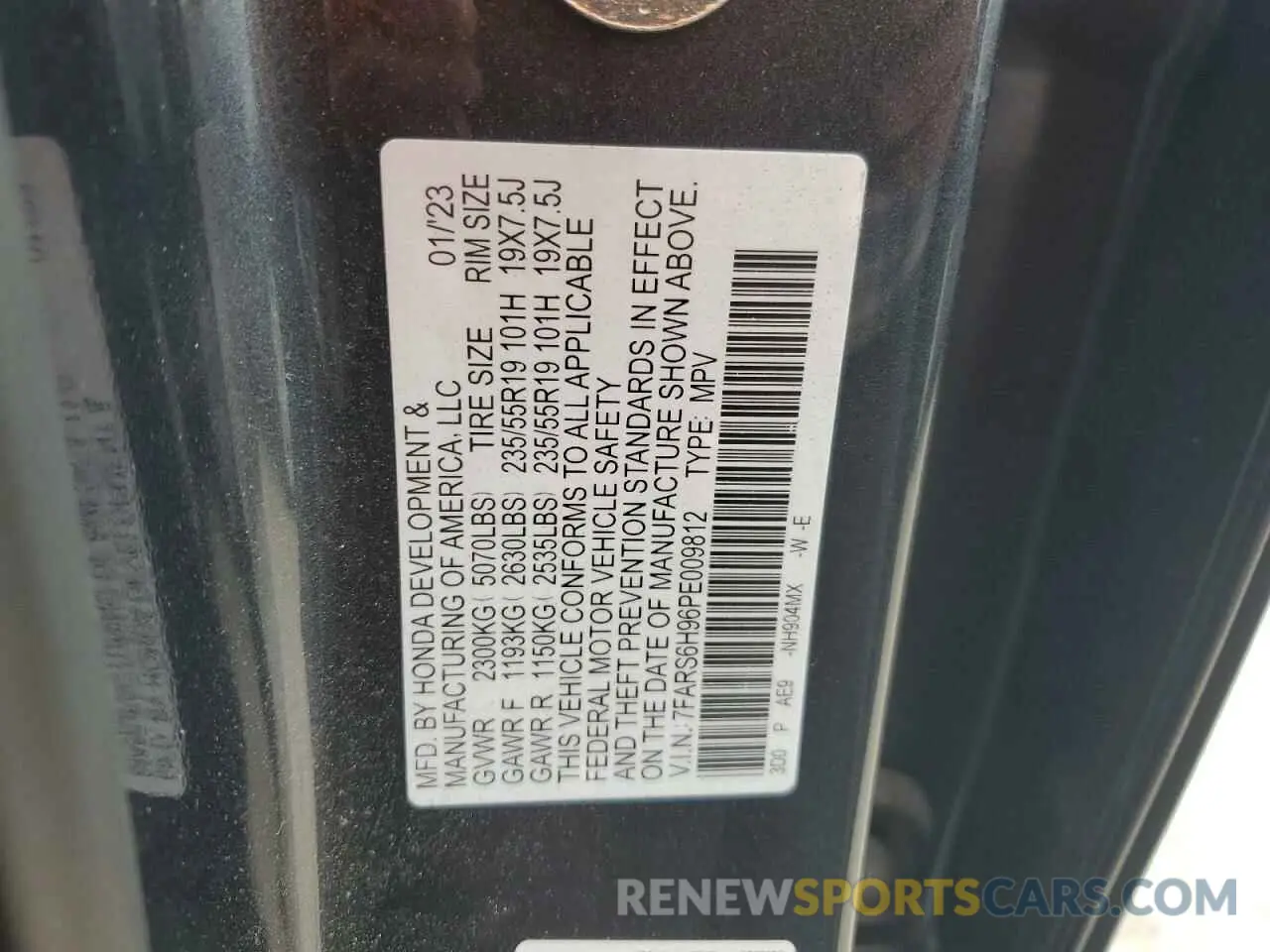 14 fotografías del automóvil dañado 7FARS6H96PE009812 HONDA CRV 2023