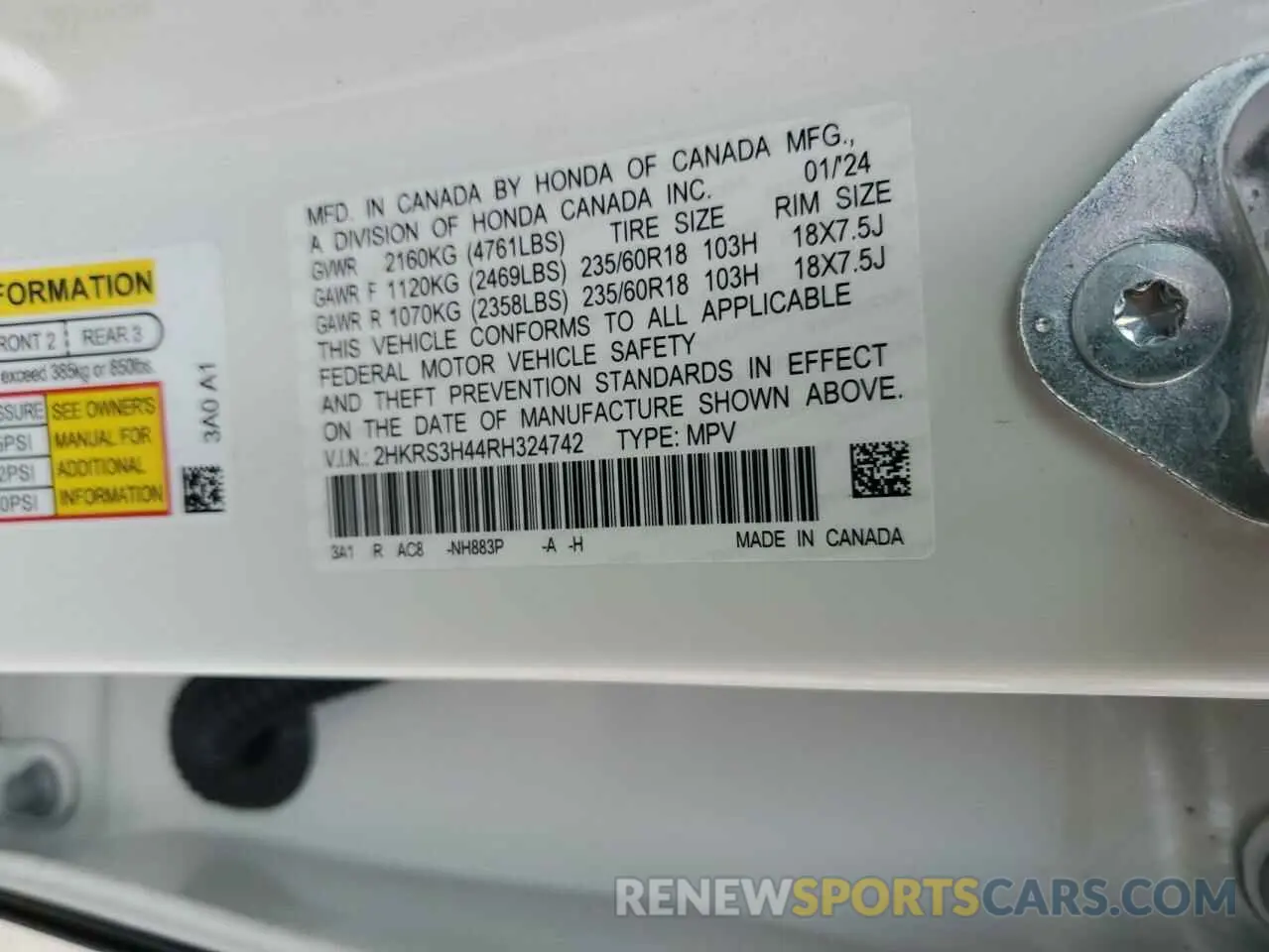13 fotografías del automóvil dañado 2HKRS3H44RH324742 HONDA CRV 2024