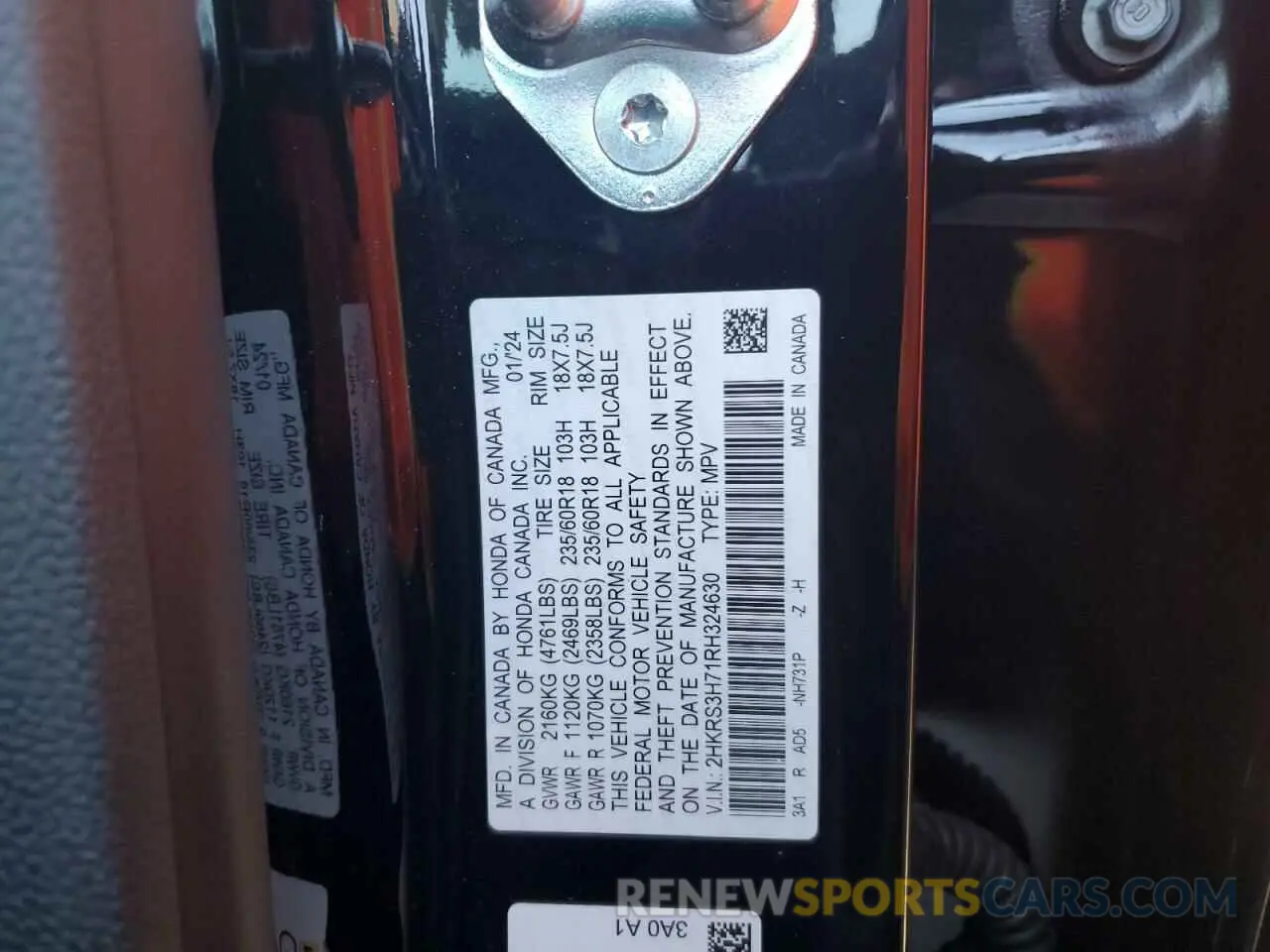 15 fotografías del automóvil dañado 2HKRS3H71RH324630 HONDA CRV 2024