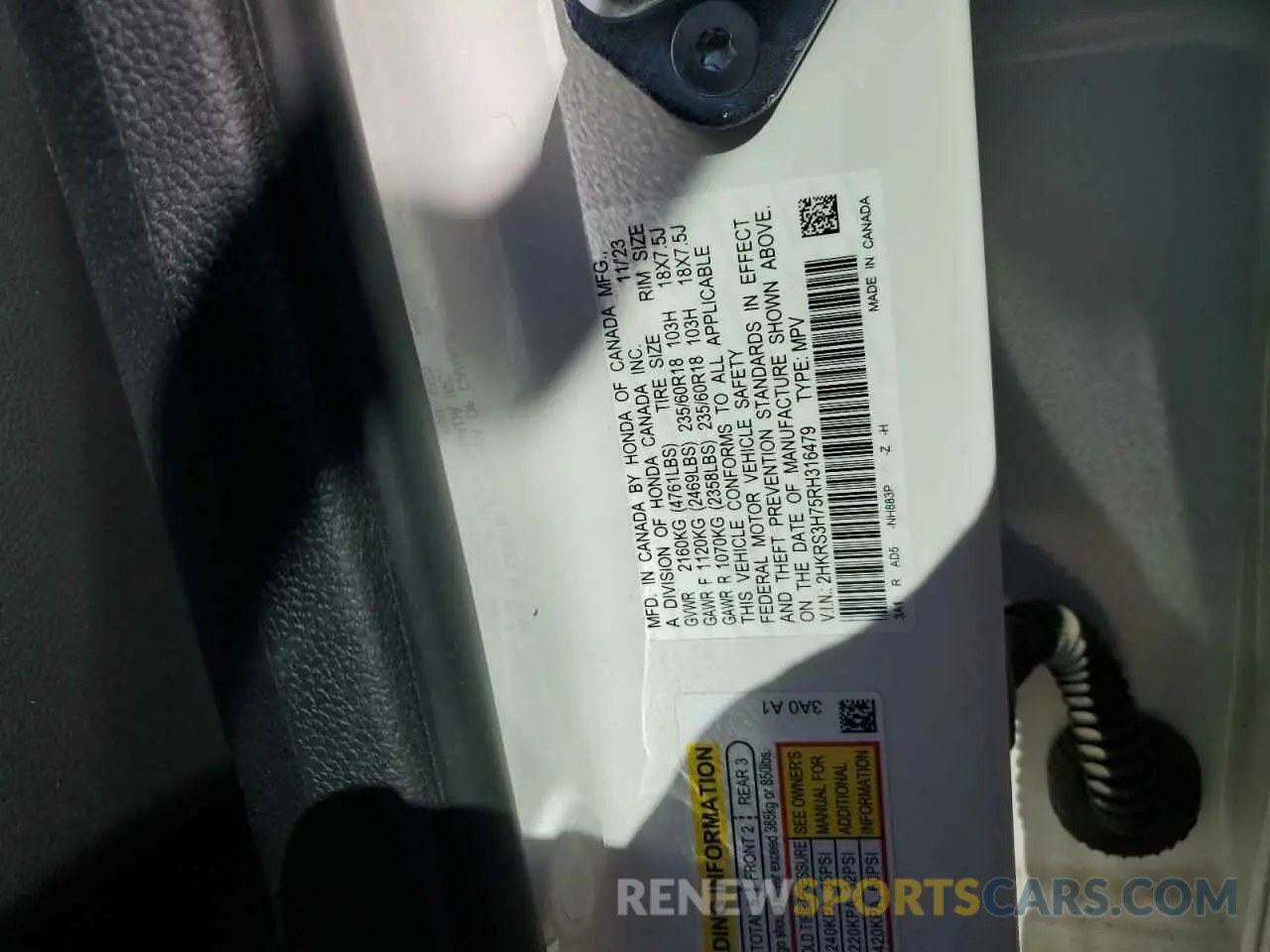 13 fotografías del automóvil dañado 2HKRS3H75RH316479 HONDA CRV 2024