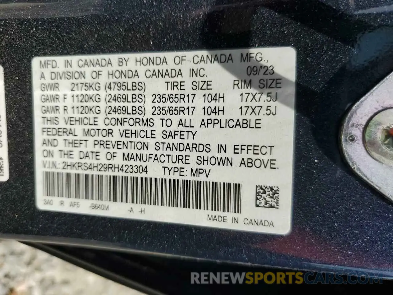 13 fotografías del automóvil dañado 2HKRS4H29RH423304 HONDA CRV 2024