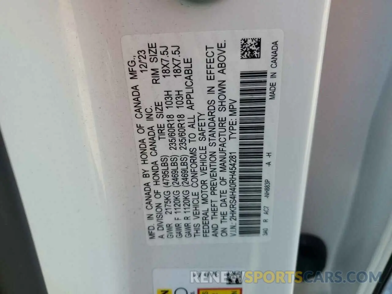 13 fotografías del automóvil dañado 2HKRS4H40RH454281 HONDA CRV 2024