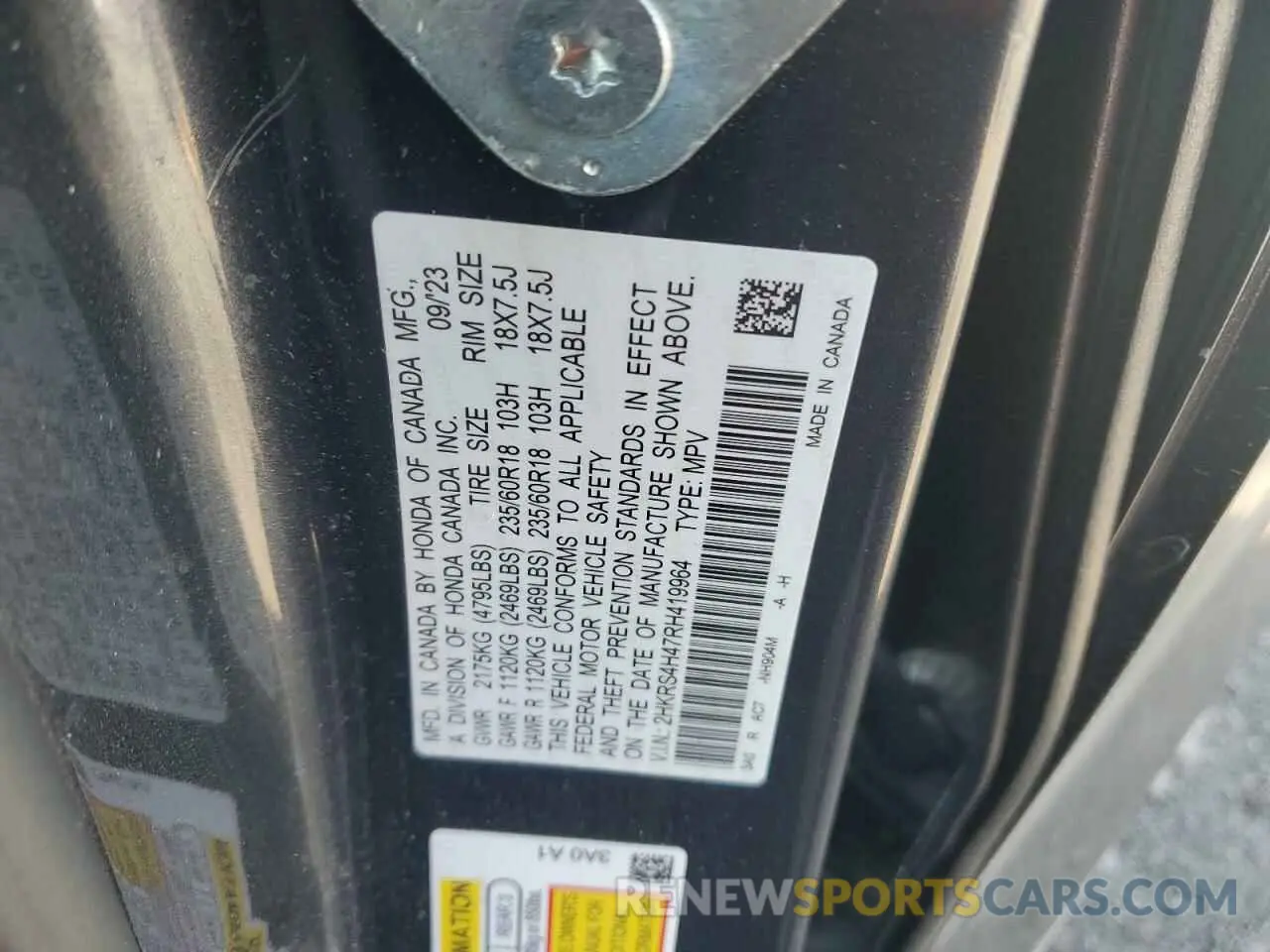 15 fotografías del automóvil dañado 2HKRS4H47RH419964 HONDA CRV 2024