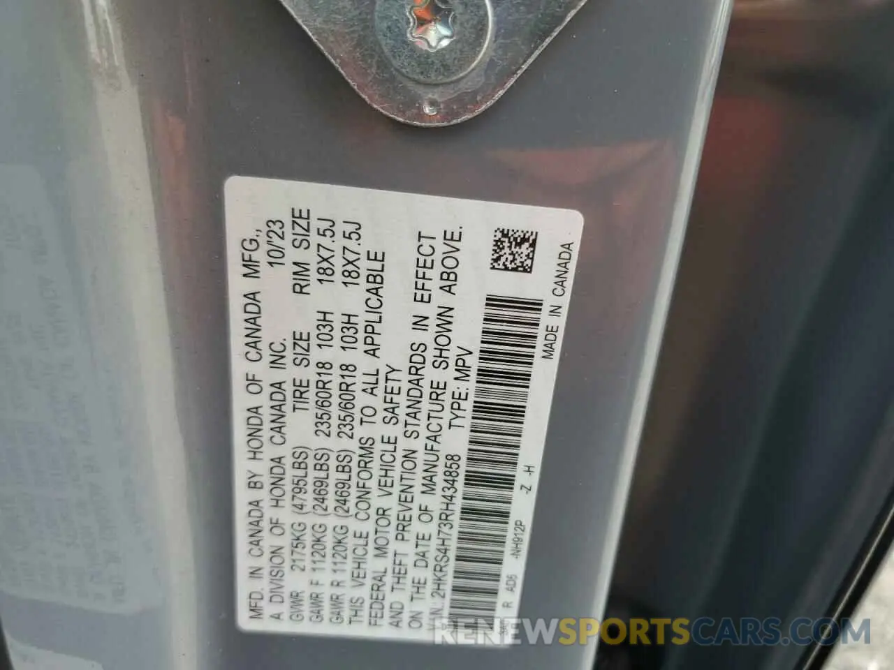 13 fotografías del automóvil dañado 2HKRS4H73RH434858 HONDA CRV 2024