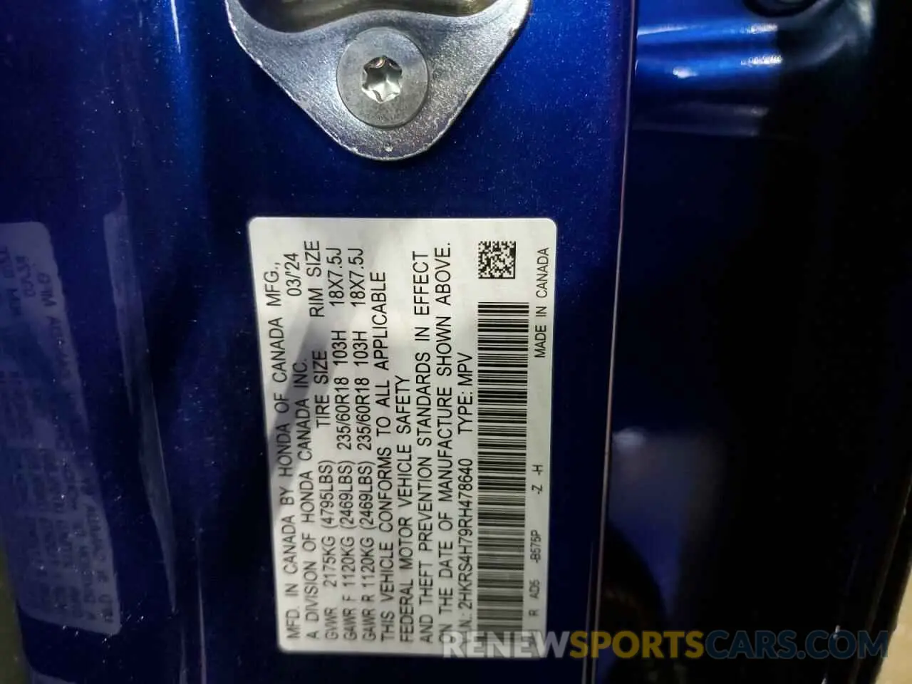 13 fotografías del automóvil dañado 2HKRS4H79RH478640 HONDA CRV 2024