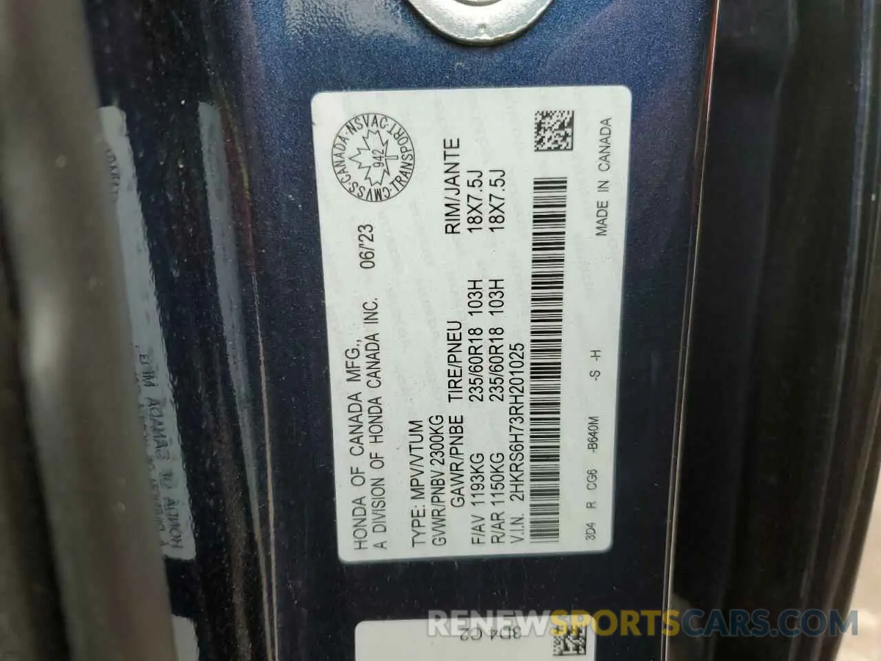 13 fotografías del automóvil dañado 2HKRS6H73RH201025 HONDA CRV 2024