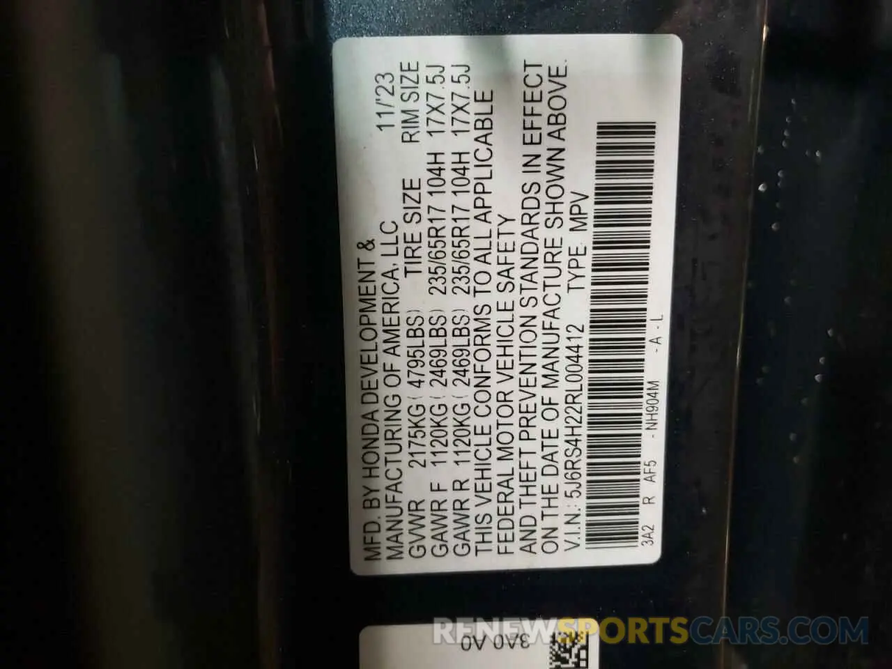 12 fotografías del automóvil dañado 5J6RS4H22RL004412 HONDA CRV 2024