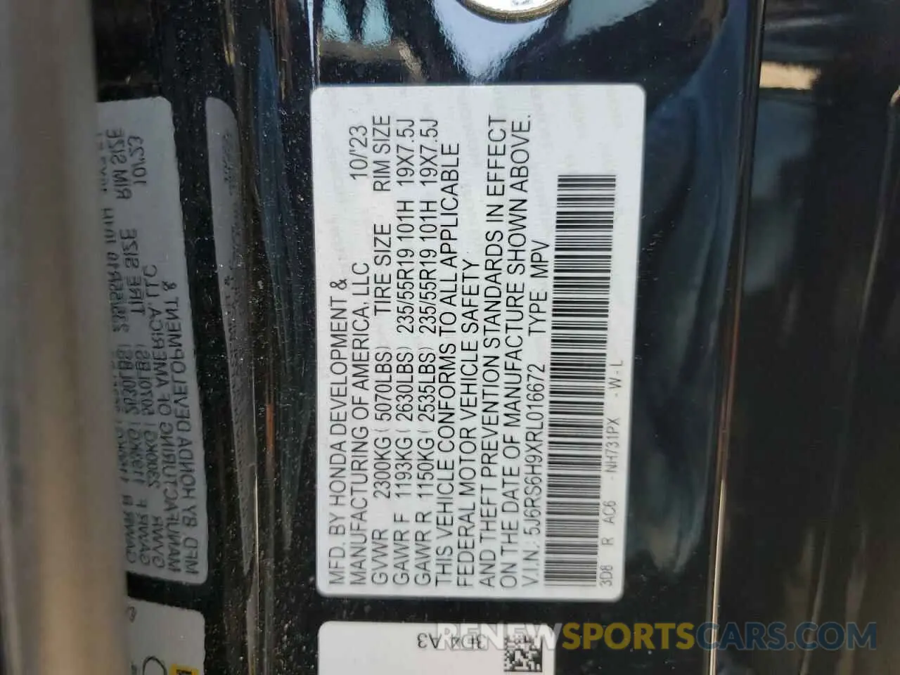 14 fotografías del automóvil dañado 5J6RS6H9XRL016672 HONDA CRV 2024