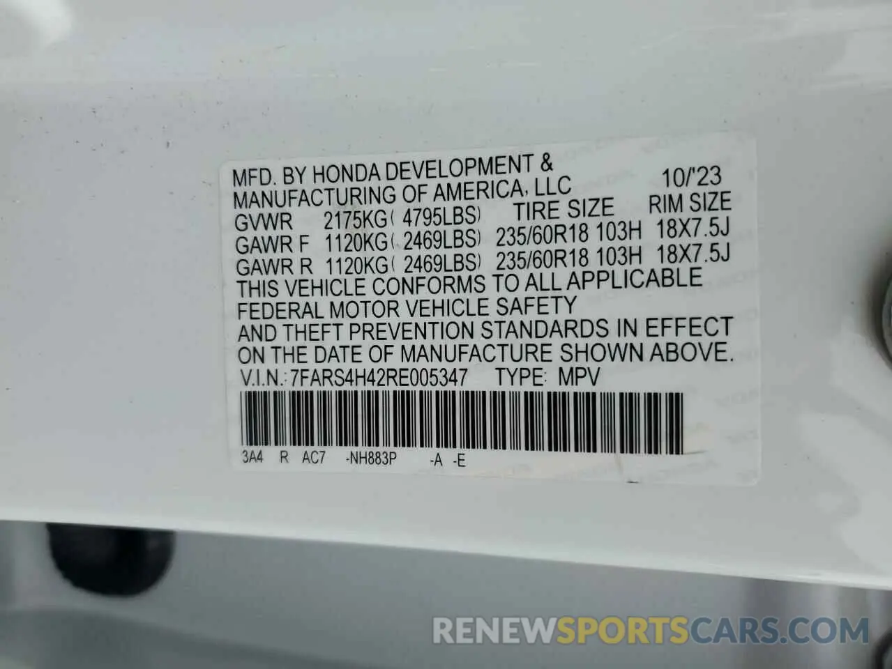 13 fotografías del automóvil dañado 7FARS4H42RE005347 HONDA CRV 2024
