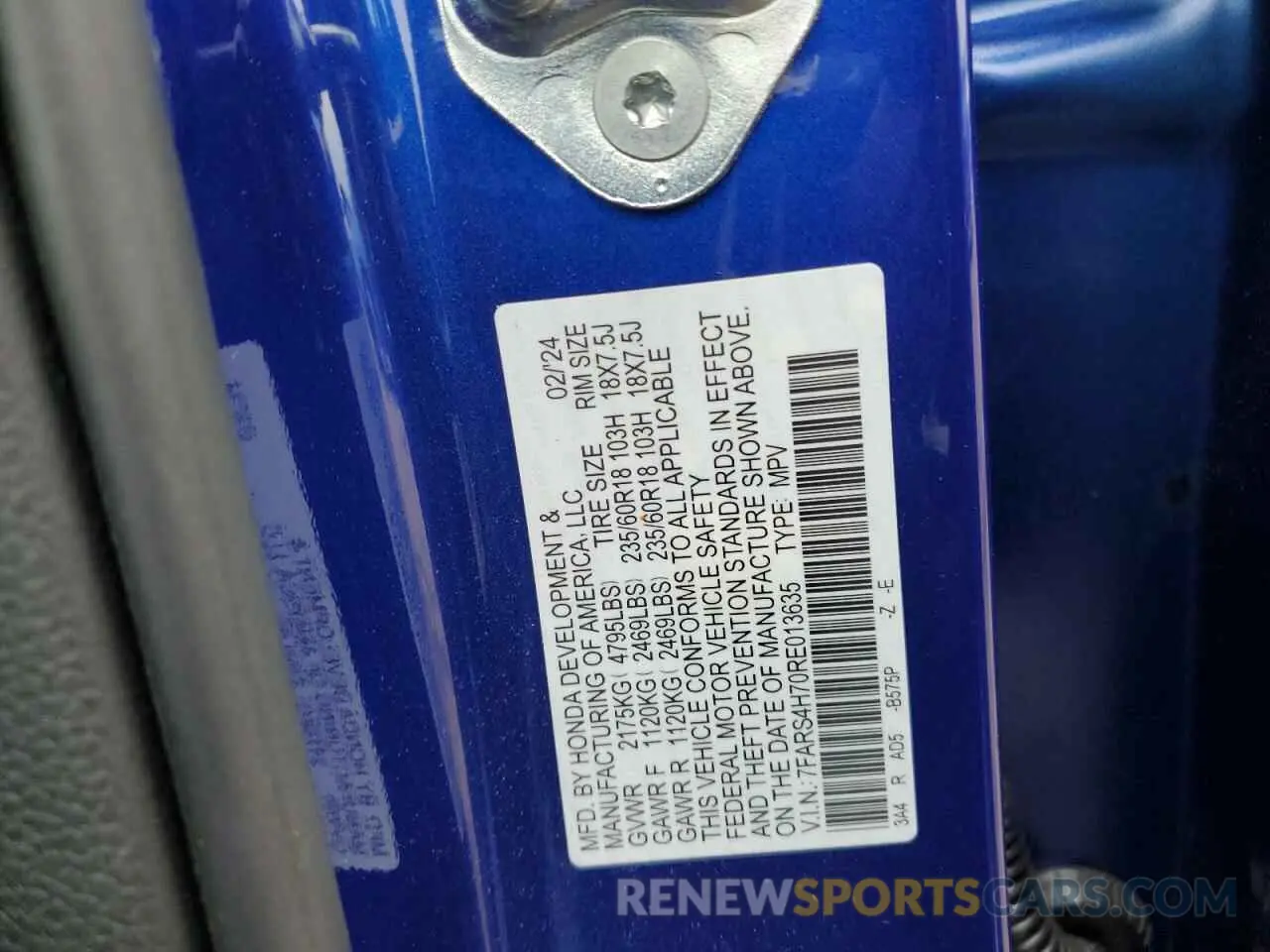 13 fotografías del automóvil dañado 7FARS4H70RE013635 HONDA CRV 2024