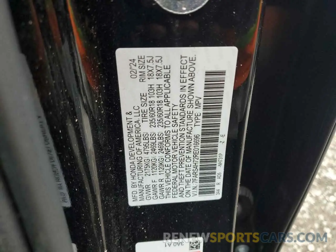 13 fotografías del automóvil dañado 7FARS4H72RE016696 HONDA CRV 2024