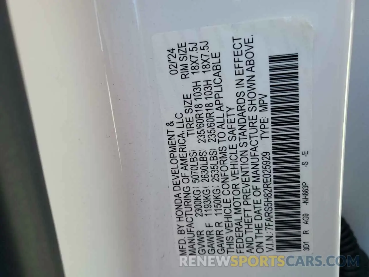 15 fotografías del automóvil dañado 7FARS5H82RE025929 HONDA CRV 2024