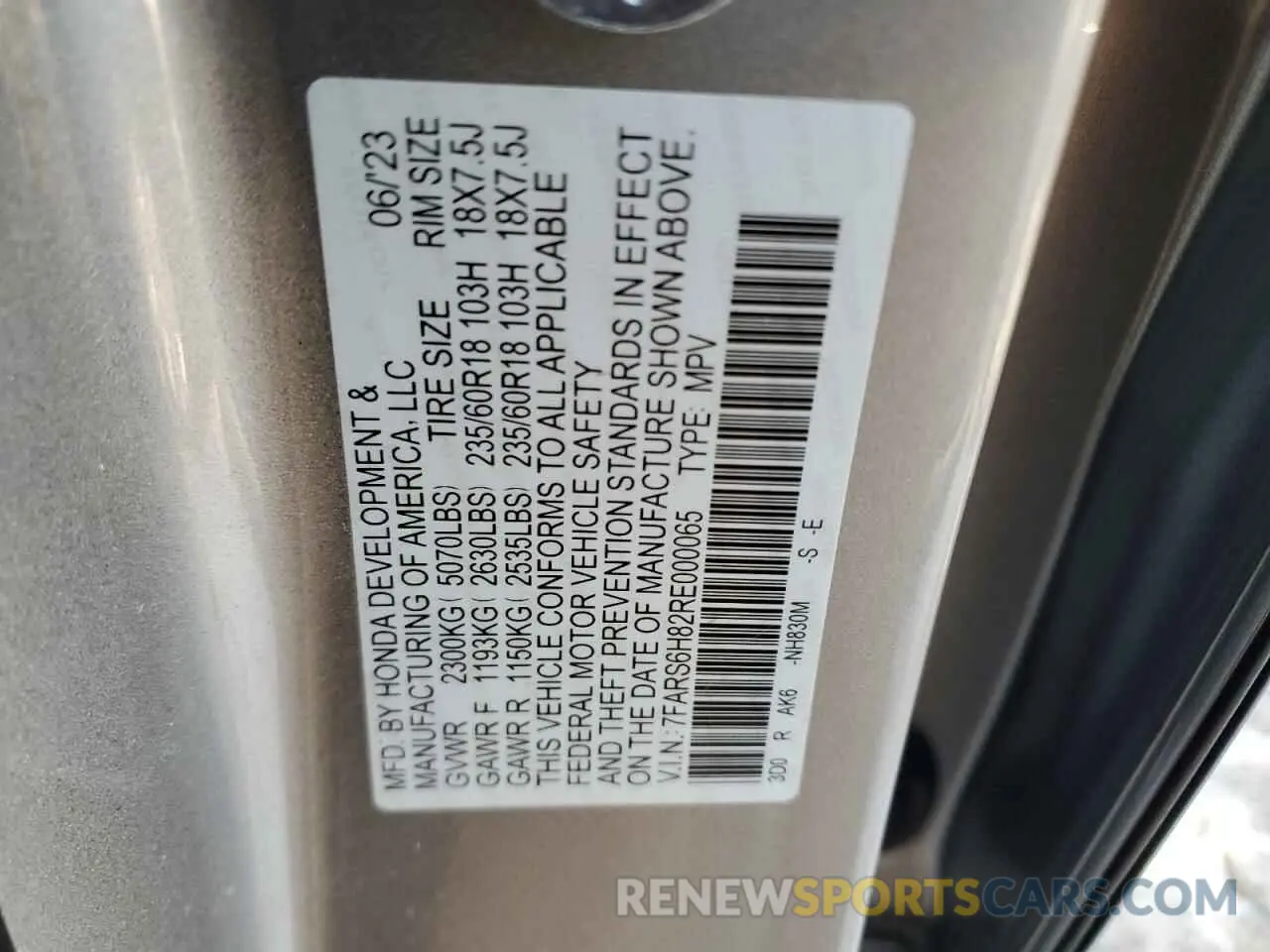 14 fotografías del automóvil dañado 7FARS6H82RE000065 HONDA CRV 2024
