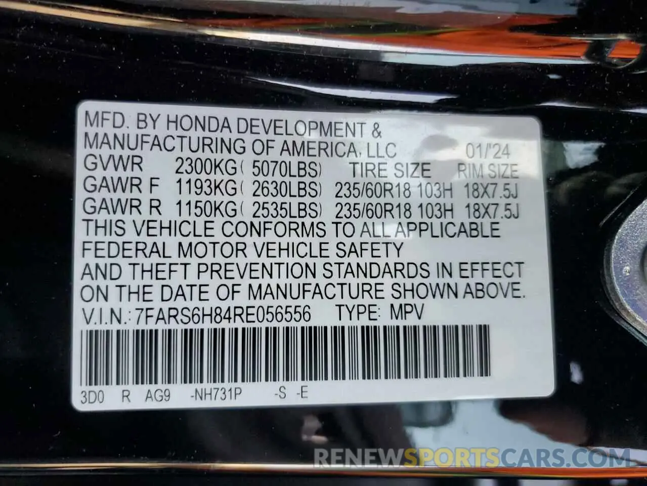 16 fotografías del automóvil dañado 7FARS6H84RE056556 HONDA CRV 2024
