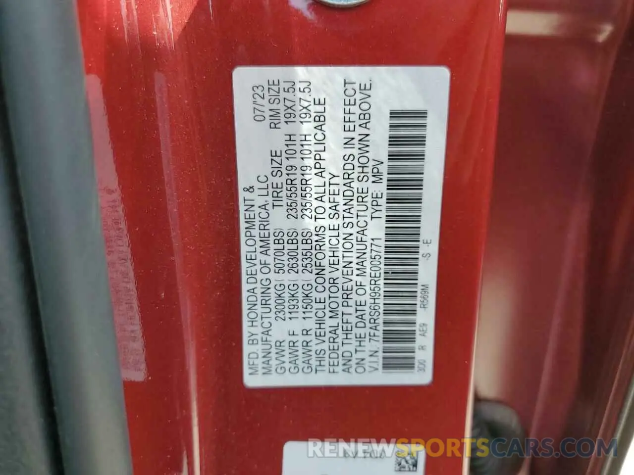 13 fotografías del automóvil dañado 7FARS6H95RE005771 HONDA CRV 2024
