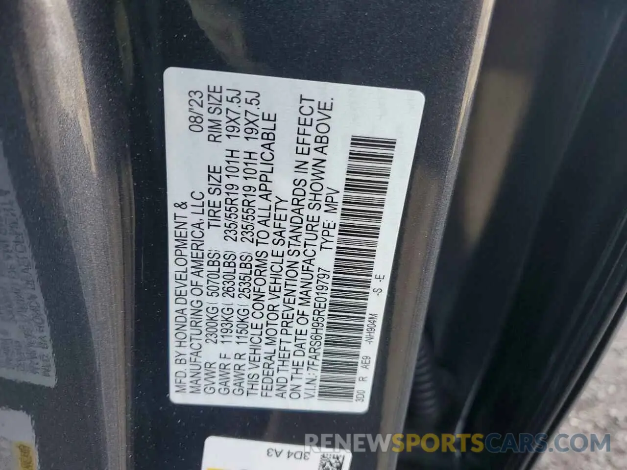 15 fotografías del automóvil dañado 7FARS6H95RE019797 HONDA CRV 2024