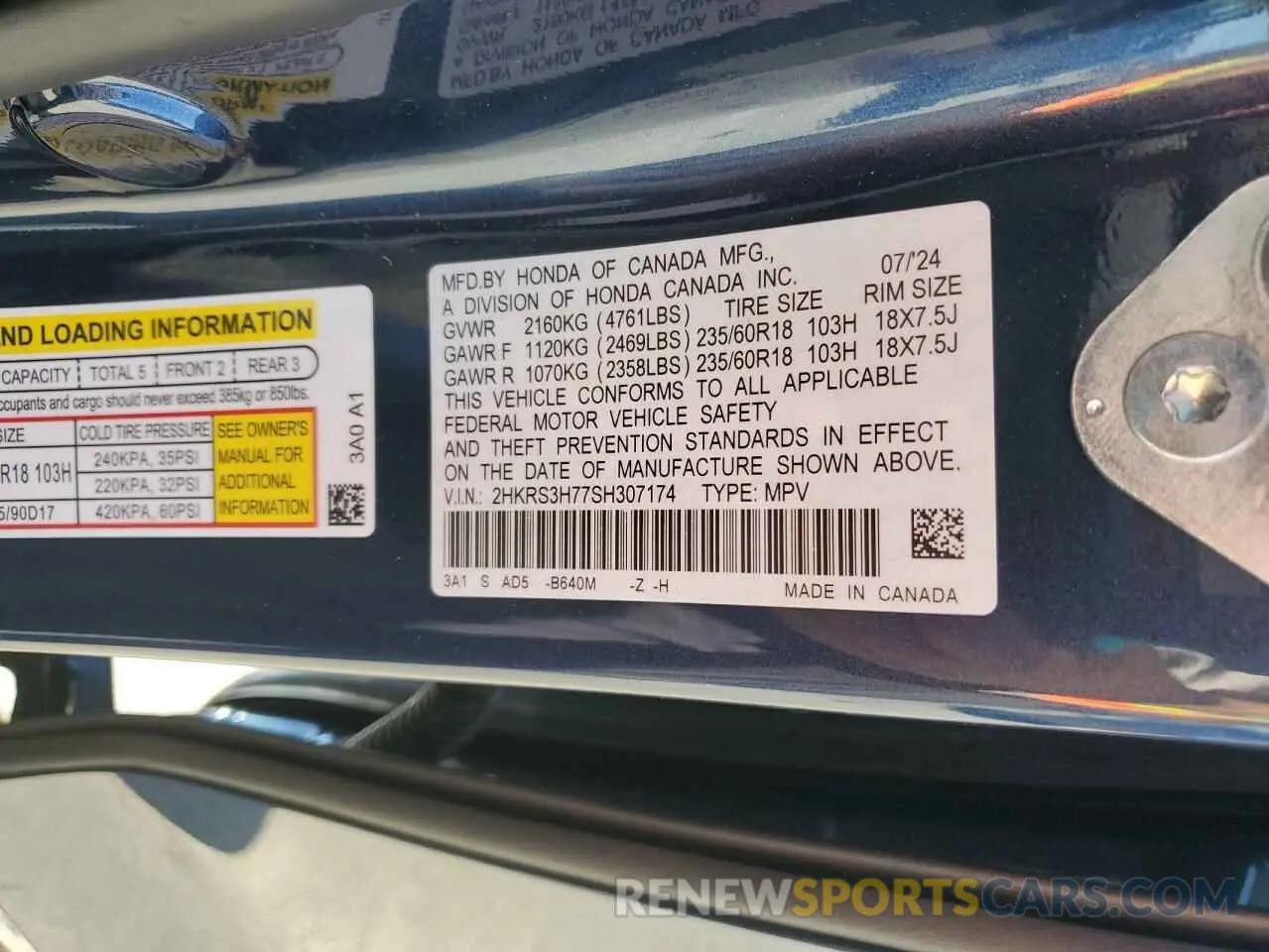 13 fotografías del automóvil dañado 2HKRS3H77SH307174 HONDA CRV 2025