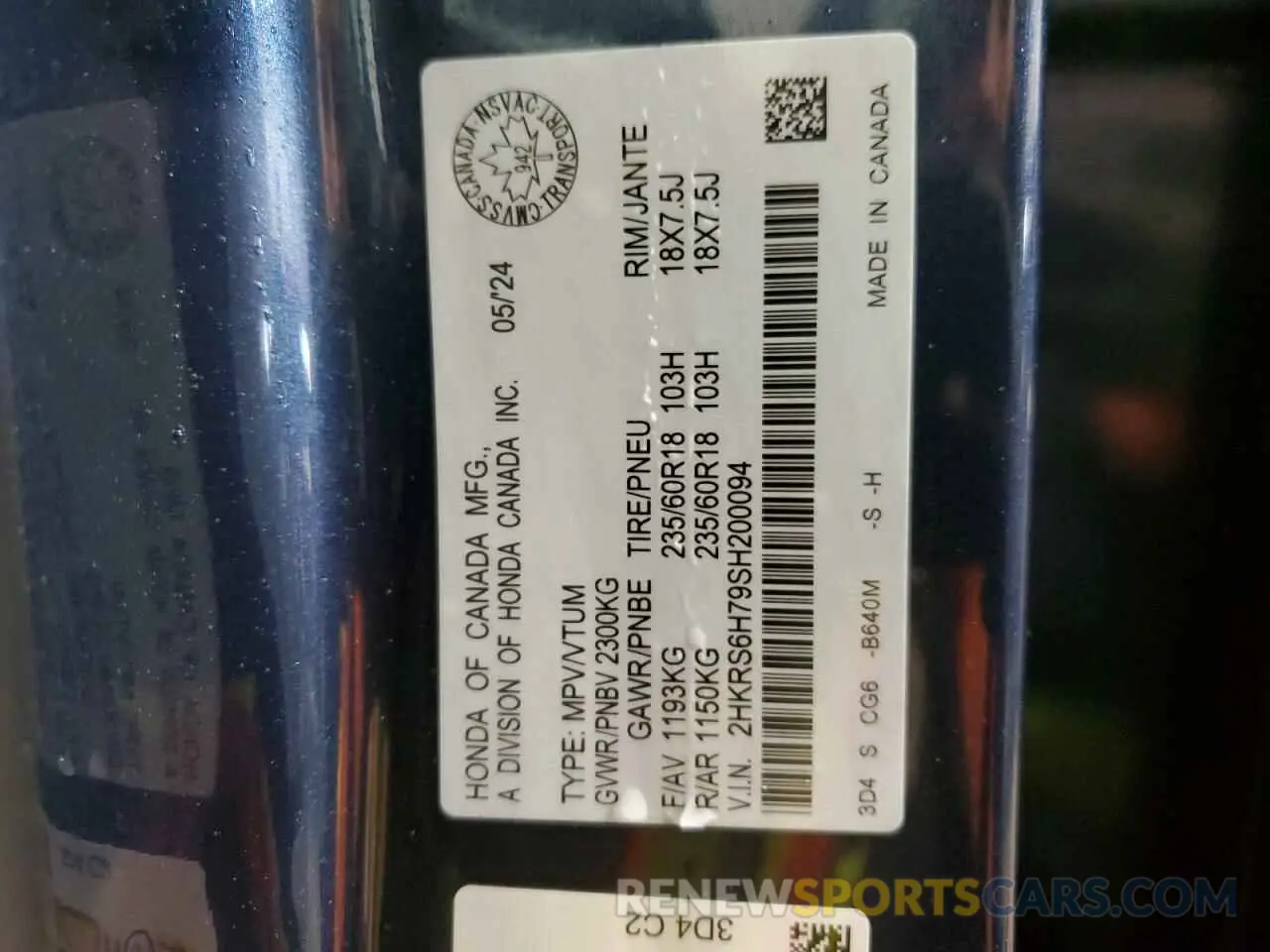 13 fotografías del automóvil dañado 2HKRS6H79SH200094 HONDA CRV 2025