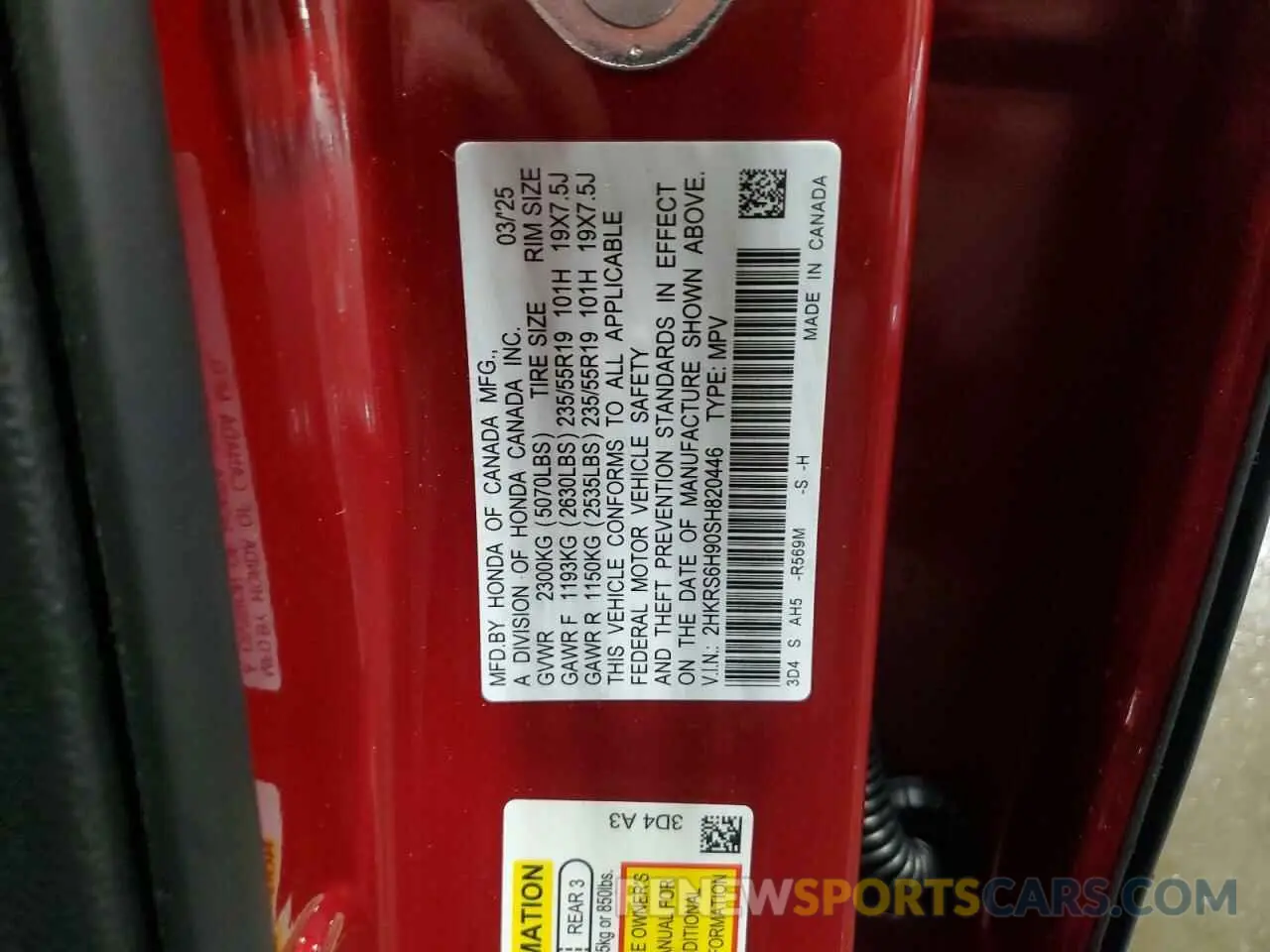 13 fotografías del automóvil dañado 2HKRS6H90SH820446 HONDA CRV 2025