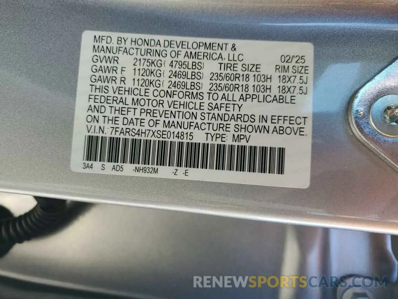15 fotografías del automóvil dañado 7FARS4H7XSE014815 HONDA CRV 2025