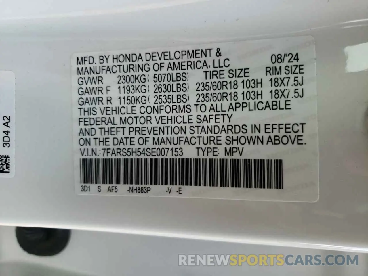 13 fotografías del automóvil dañado 7FARS5H54SE007153 HONDA CRV 2025