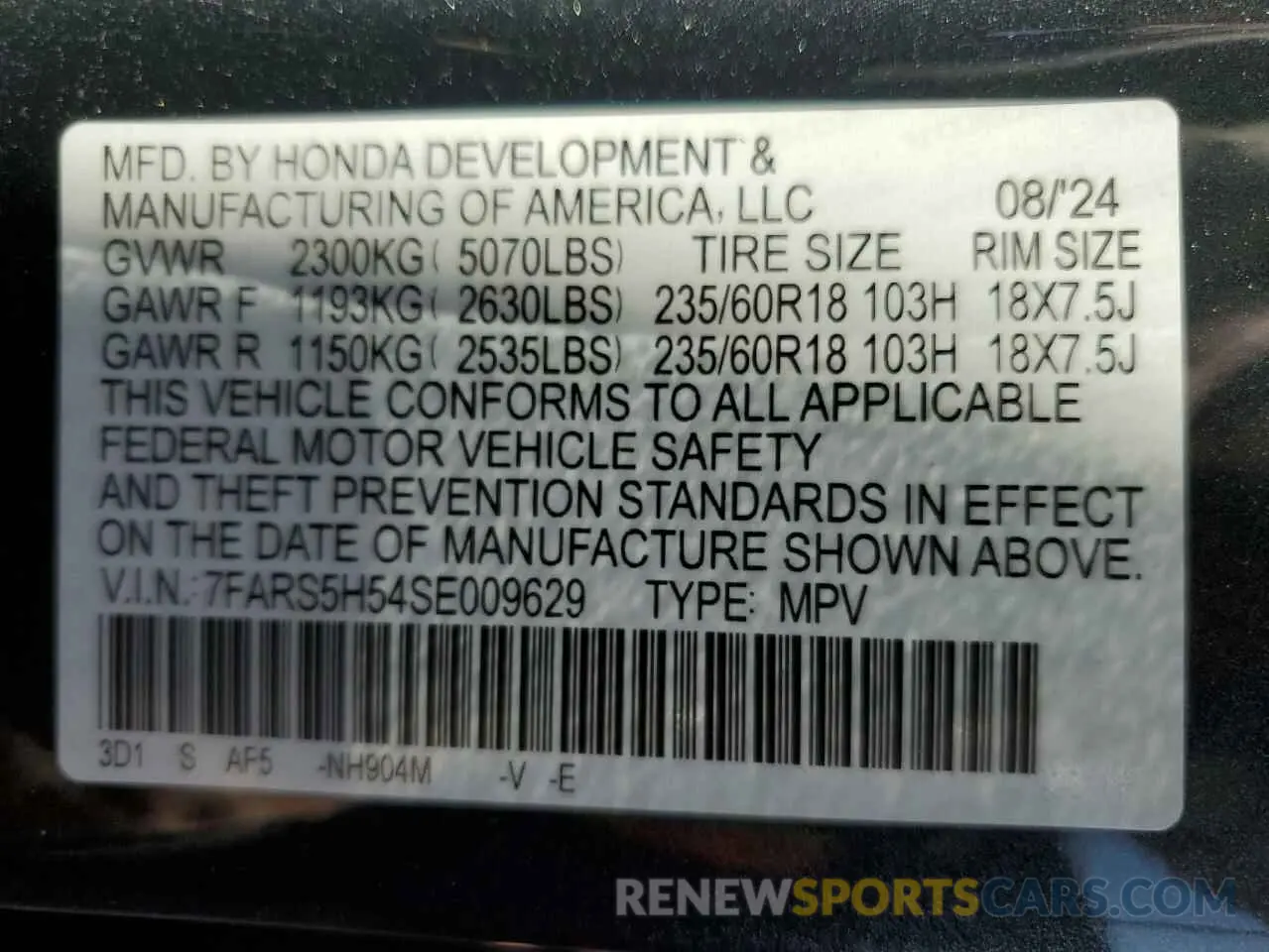 13 fotografías del automóvil dañado 7FARS5H54SE009629 HONDA CRV 2025