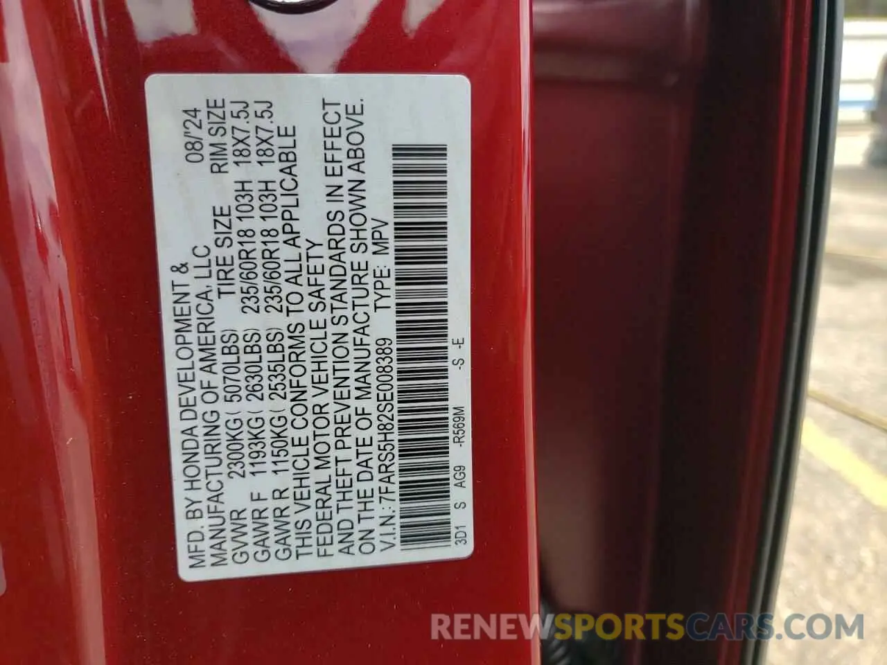 13 fotografías del automóvil dañado 7FARS5H82SE008389 HONDA CRV 2025