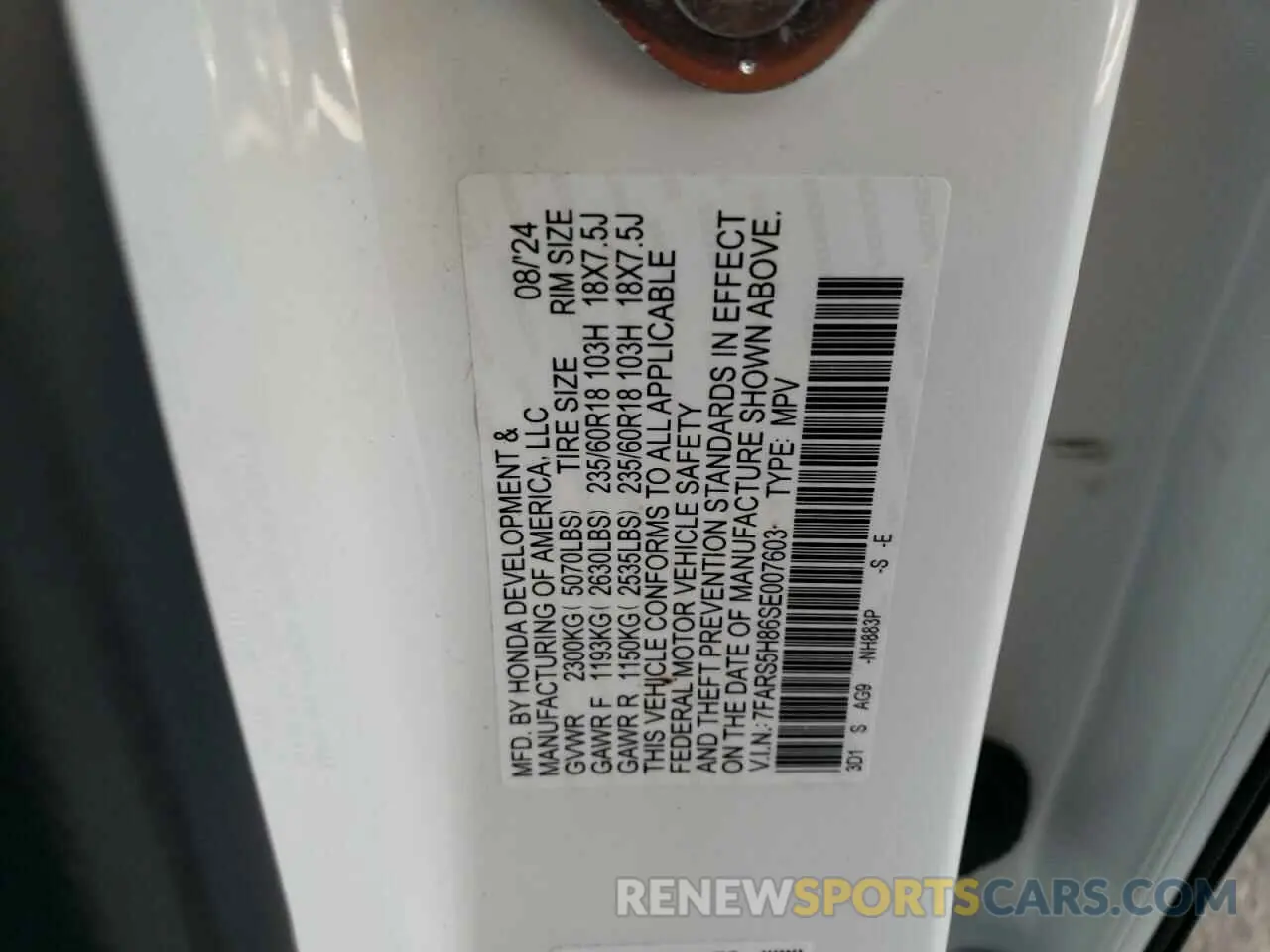 14 fotografías del automóvil dañado 7FARS5H86SE007603 HONDA CRV 2025