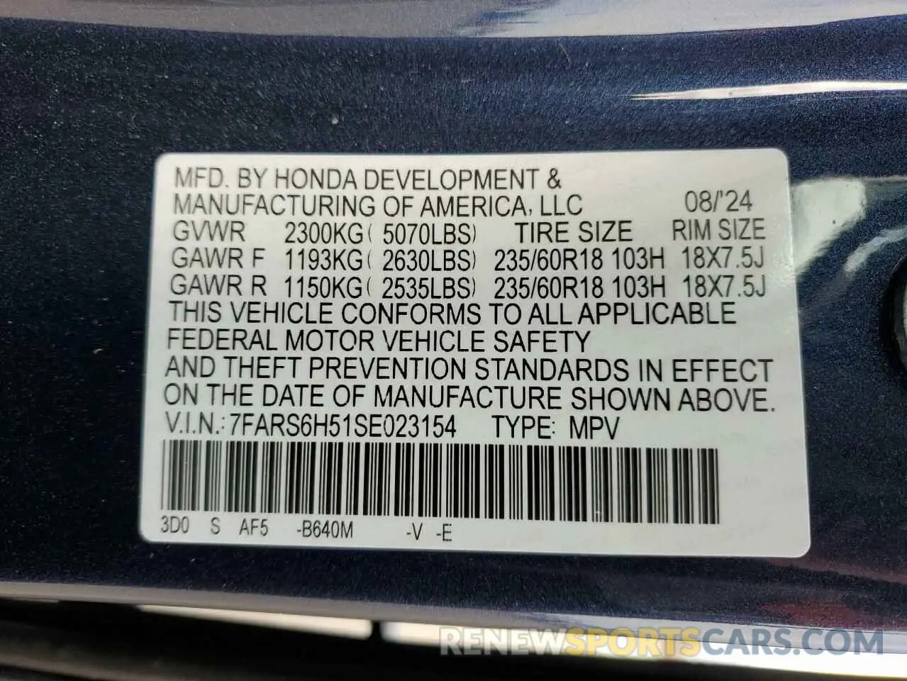 15 fotografías del automóvil dañado 7FARS6H51SE023154 HONDA CRV 2025