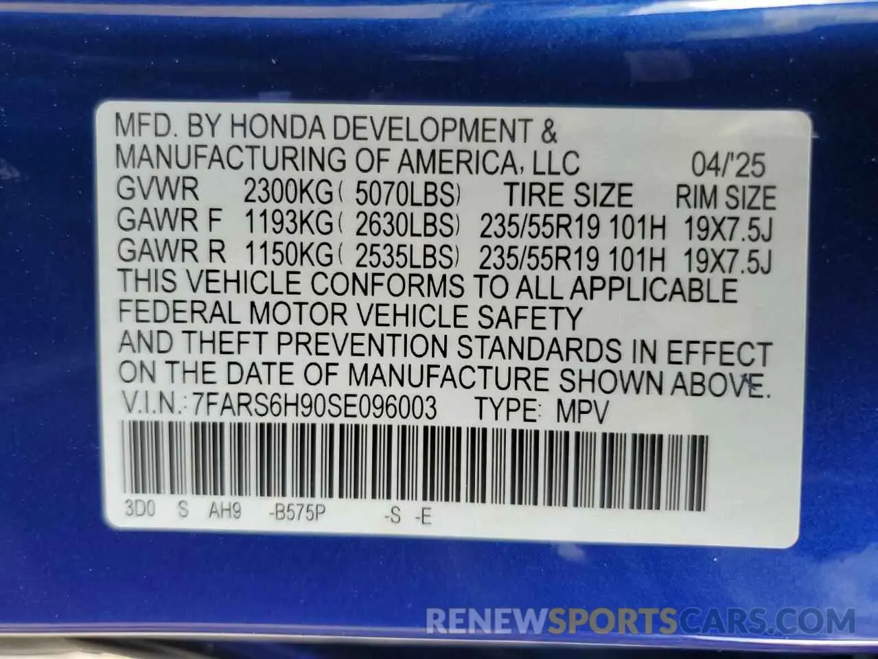 13 fotografías del automóvil dañado 7FARS6H90SE096003 HONDA CRV 2025