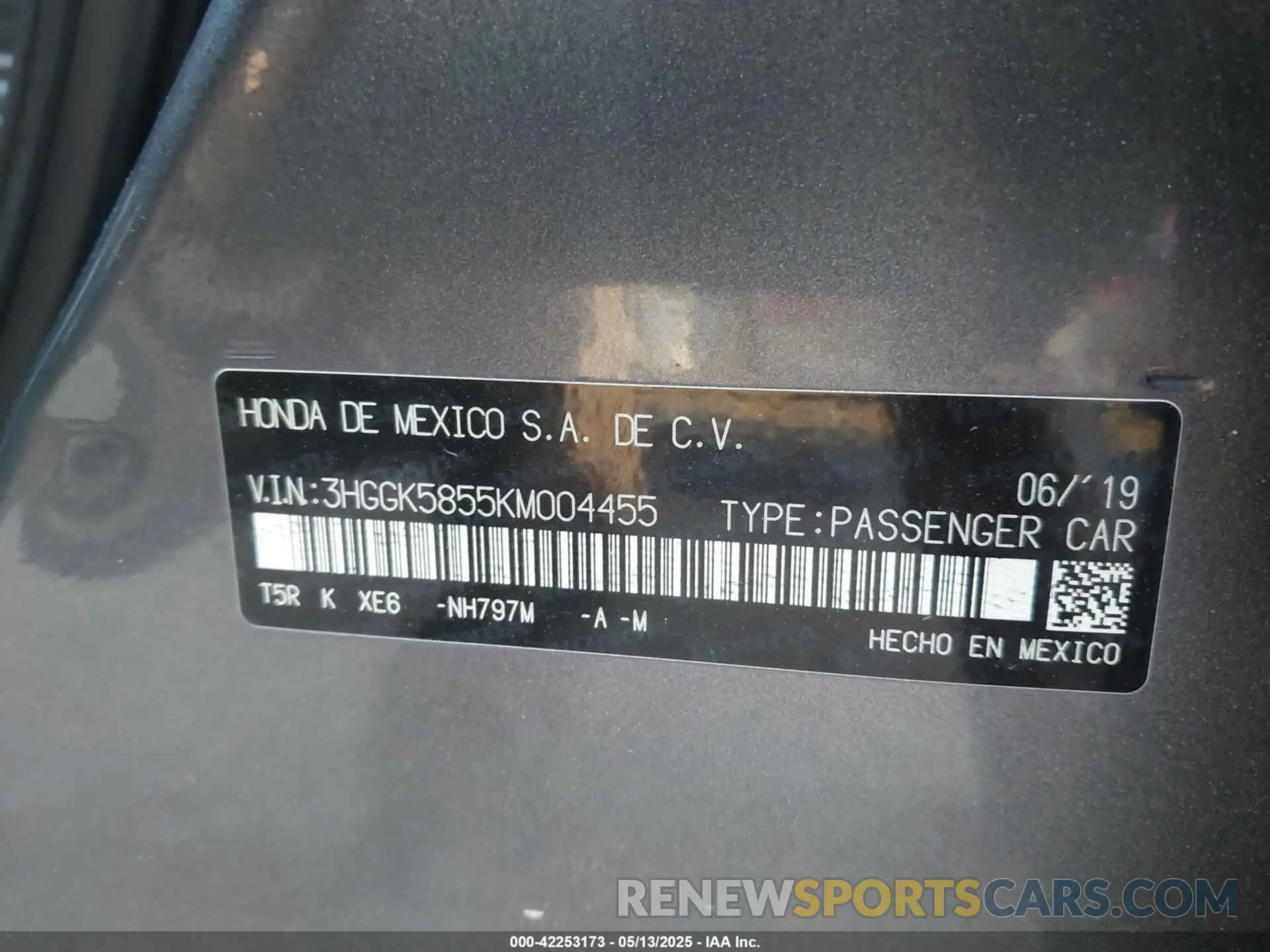 9 fotografías del automóvil dañado 3HGGK5855KM004455 HONDA FIT 2019
