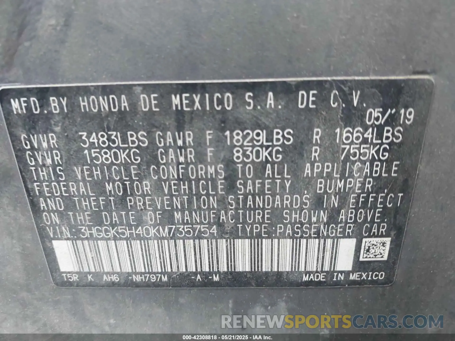 9 fotografías del automóvil dañado 3HGGK5H40KM735754 HONDA FIT 2019