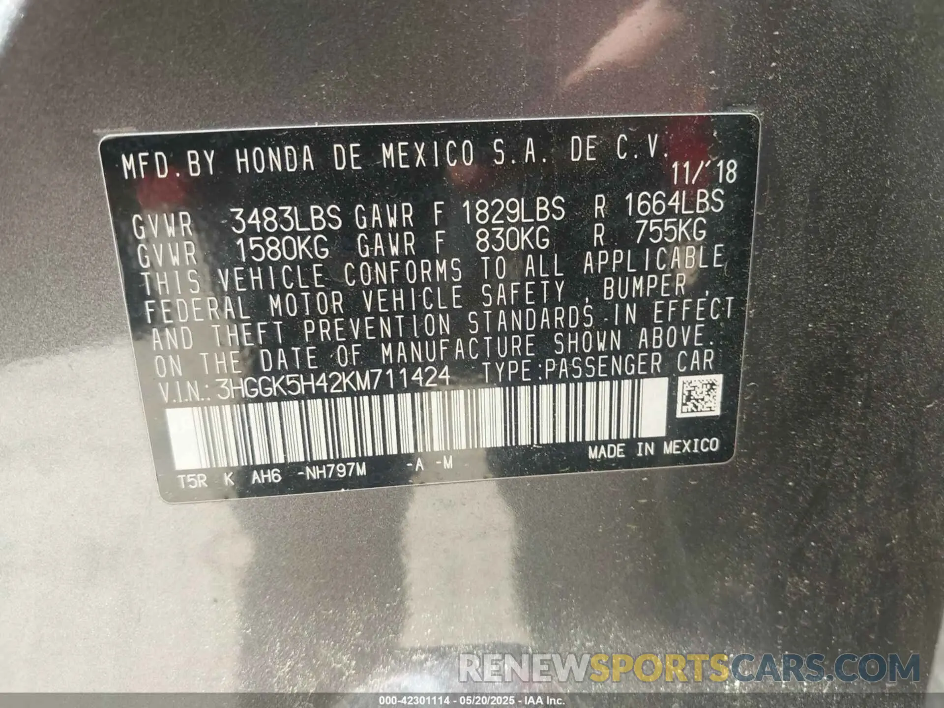9 fotografías del automóvil dañado 3HGGK5H42KM711424 HONDA FIT 2019