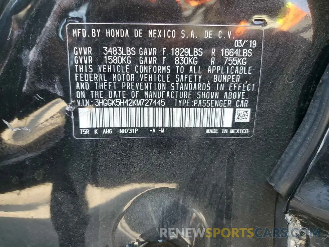 14 fotografías del automóvil dañado 3HGGK5H42KM727445 HONDA FIT 2019
