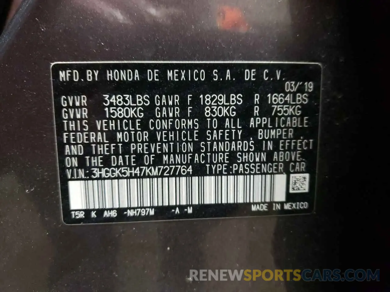 13 fotografías del automóvil dañado 3HGGK5H47KM727764 HONDA FIT 2019