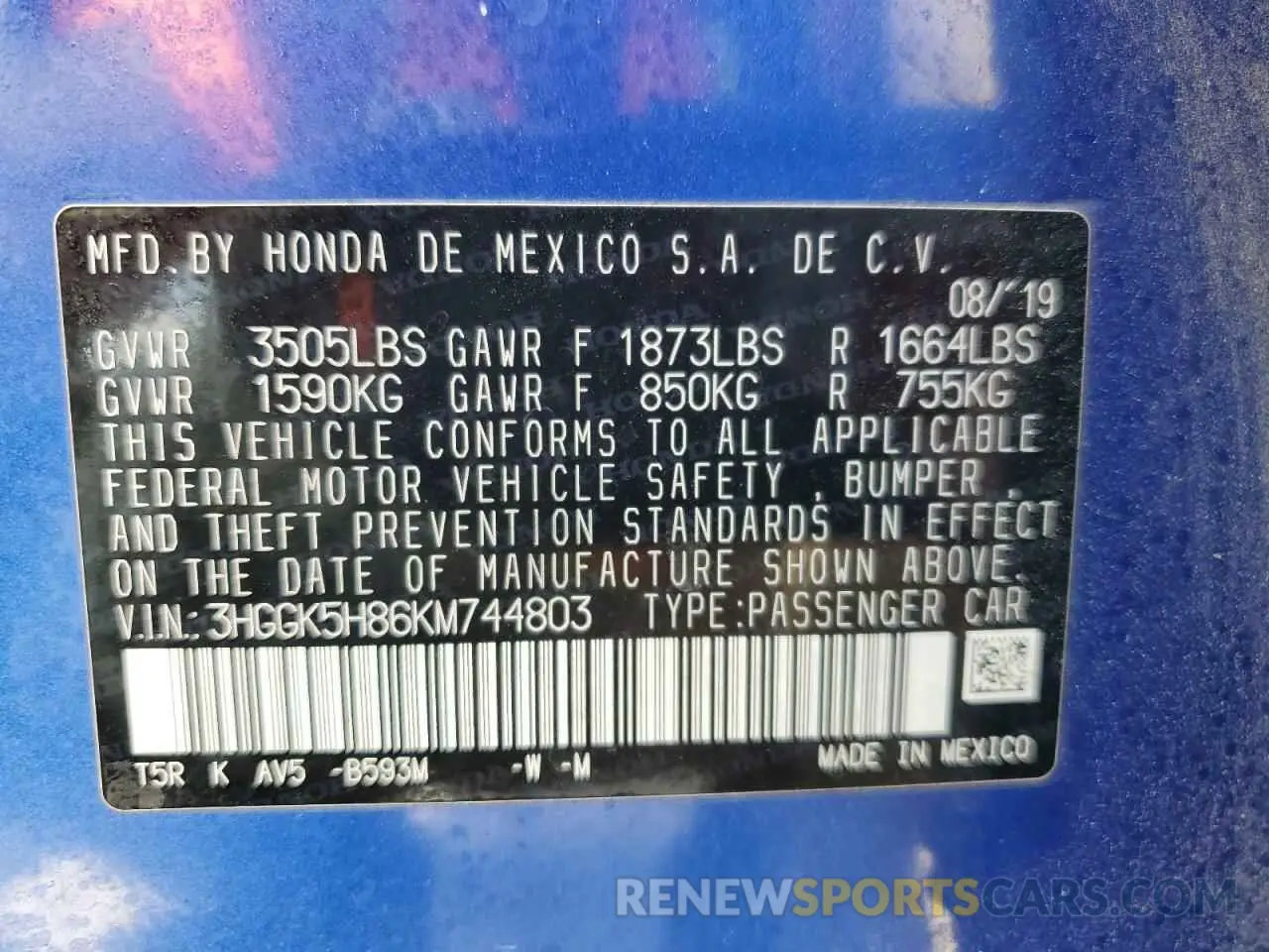 13 fotografías del automóvil dañado 3HGGK5H86KM744803 HONDA FIT 2019