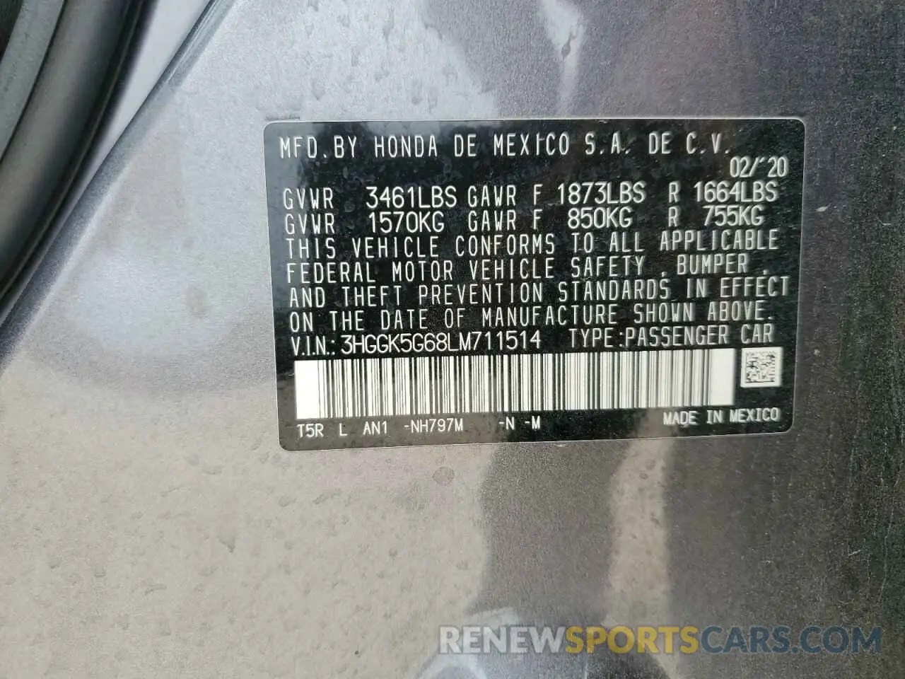 12 fotografías del automóvil dañado 3HGGK5G68LM711514 HONDA FIT 2020