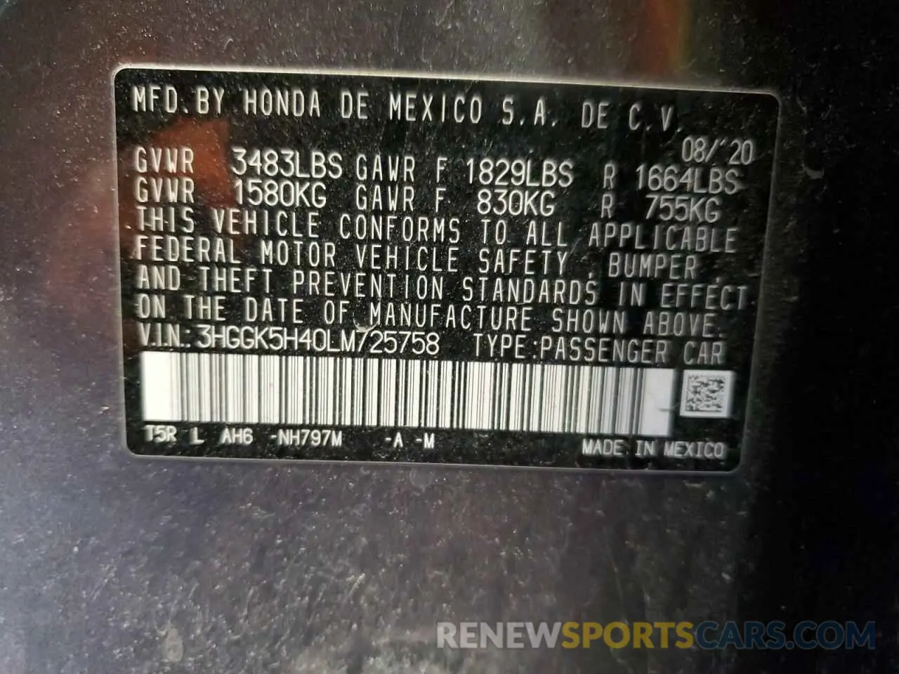 13 fotografías del automóvil dañado 3HGGK5H40LM725758 HONDA FIT 2020
