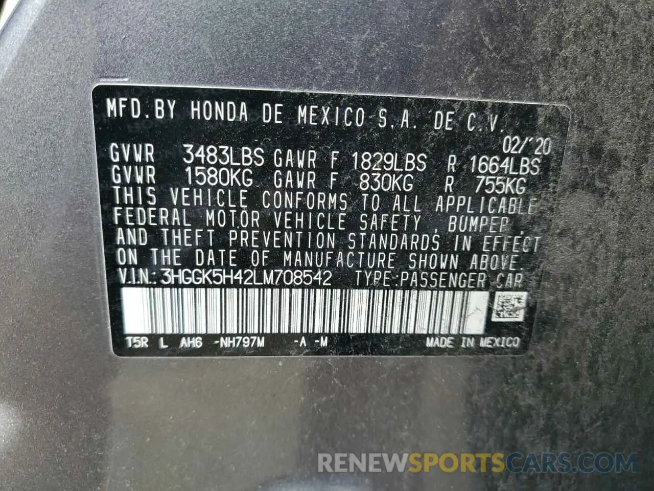 14 fotografías del automóvil dañado 3HGGK5H42LM708542 HONDA FIT 2020
